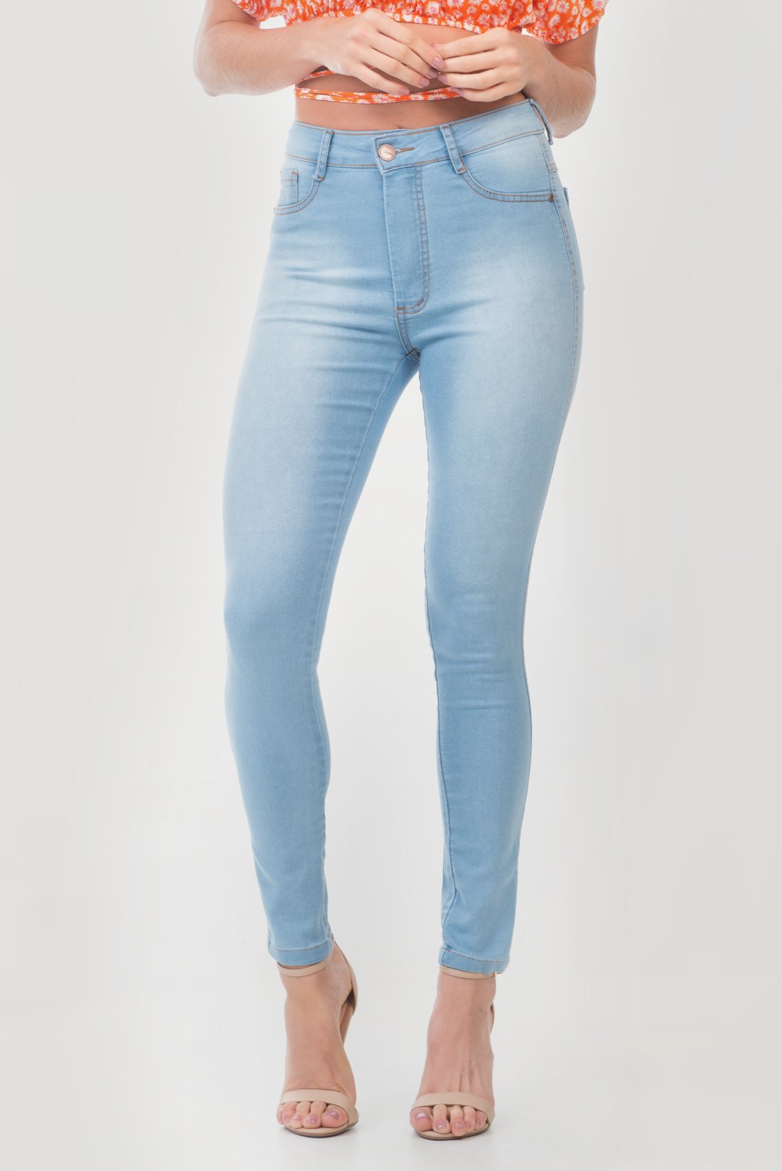 Calça Jeans Skinny Cintura Média Flex - Jeans Claro e Confortável