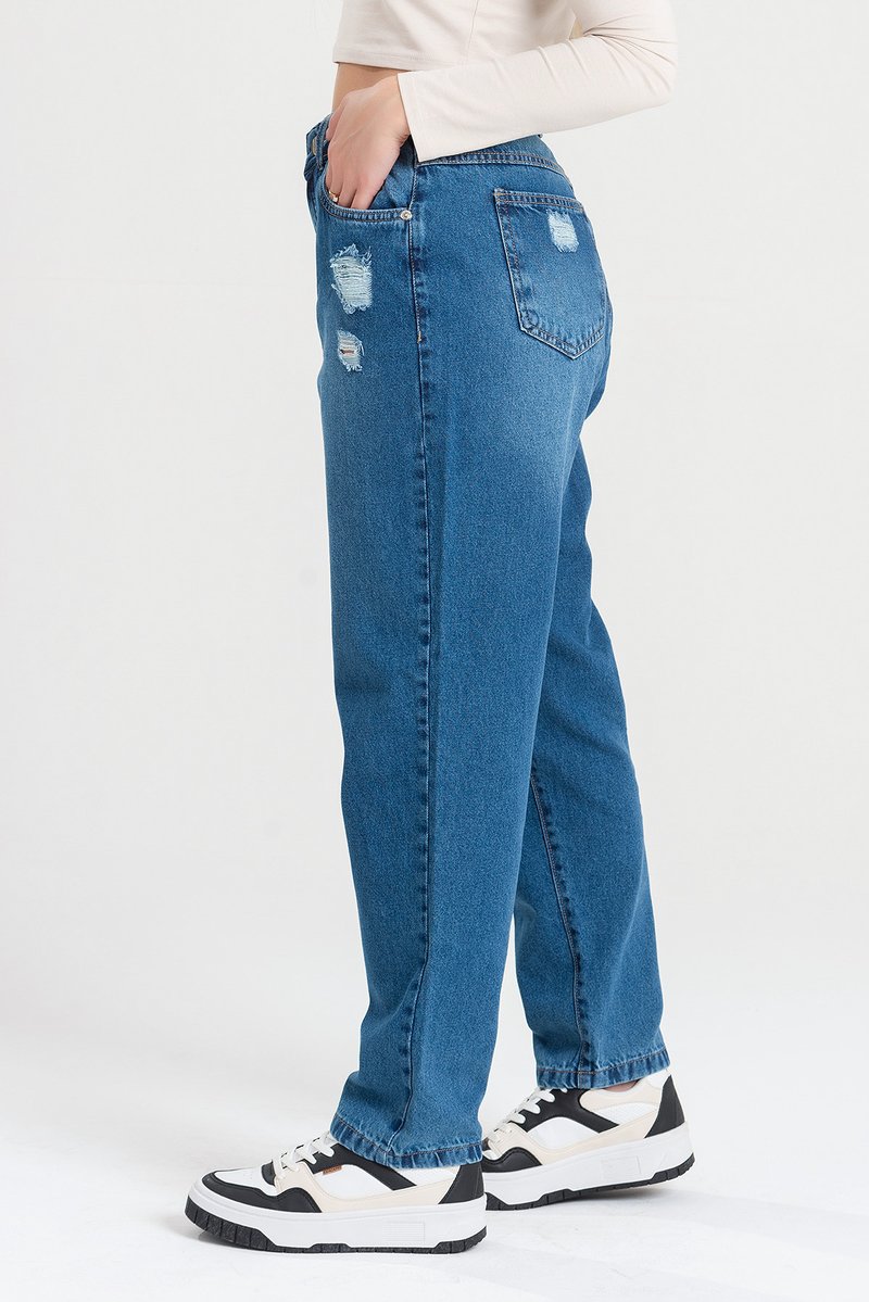 Calça Jeans Mom Gaia Jeans Médio com Estilo Despojado