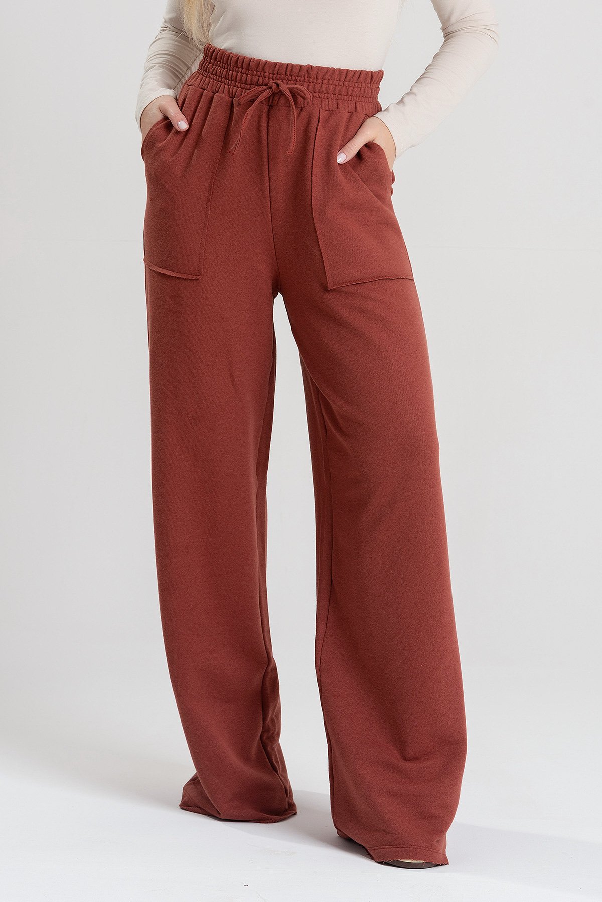 Calça Comprida CalÃ§a Larga Na Canela Calça Moletinho Val Wide Leg